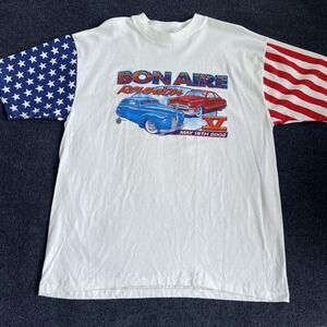 Vintage 2002 L.A.T Sport Bon Aire Reunion Mens XL American Flag Cars Tee T-Shirt